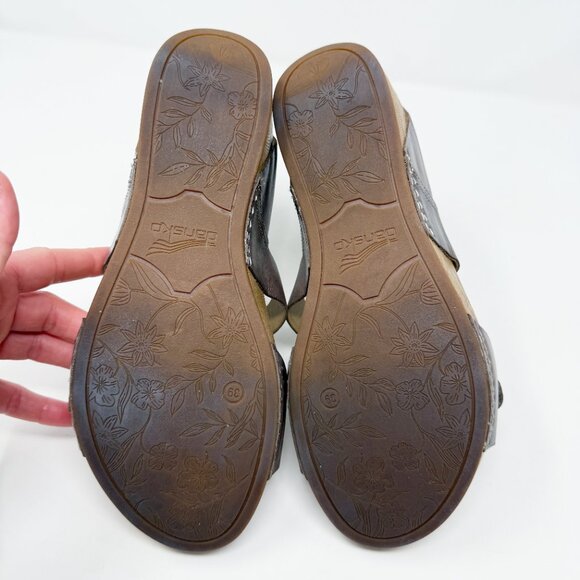 Dansko Taupe Leather Wedge Sandals Size EU 39/US 8.5-9 Comfort Shoes Open Toe - Picture 6 of 11